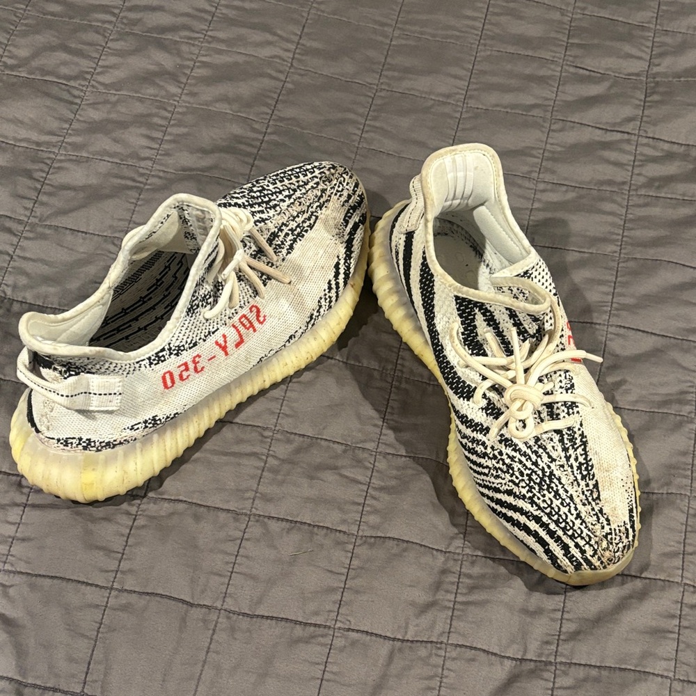 Adidas Yeezy Boost 350 V2 in Black, White, and Red